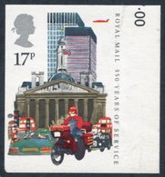 1985 350 Years Of Royal Mail Postal Service 17p UM, Right Side Marginal Imperf Single Example, Slight Tear Between Stamp - Autres & Non Classés