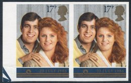 1986 Royal Wedding 17p Left Side Marginal Imperf Pair UM, Slight Tear In Margin Just Touching Design, SG.1334a. Cat. £16 - Altri & Non Classificati