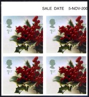 2002 Christmas (1st) Variety Imperf In A Fine Top Marginal Block Of Four, SG.2322b. (125 Pairs Known) Cat. £650 - Other & Unclassified