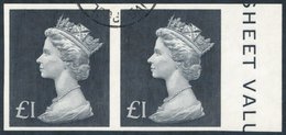 1970 £1 Redrawn Machin Marginal Imperf Pair, VFU, SG.831bvar. - Altri & Non Classificati