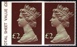 1977-87 High Values £2 Light Emerald & Purple-brown In A Progressively Imperf Left Margin Horizontal Pair, The Left Stam - Altri & Non Classificati