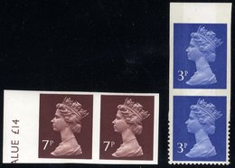 1971-96 7p Purple Brown (1 Centre Band), Imperf Marginal Pair UM, SG.X875a, Also 3p Top Marginal Vertical Pair With Top  - Autres & Non Classés