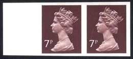 1977 7p Purple Brown, UM Margined Imperf Pair, SG.X875a. (2) Cat. £140 - Other & Unclassified