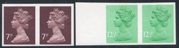 1977 7p Purple-brown (1 Centre Band) & 1982 12½p Light Emerald (1 Centre Band) Both UM Imperf Pairs, SG.X875a, X898a. Ca - Autres & Non Classés