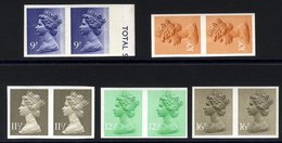 1971-96 Small Group Of UM Imperf Horizontal Pairs 9p Deep Violet (2 Bands) Dry Print, 10p Orange Brown (centre Band) Ver - Autres & Non Classés