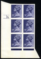 1976 9p Deep Violet Imperf Cylinder Block Of Six UM, SG.X883a. (6) Cat. £975+ - Autres & Non Classés