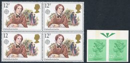 1982 12½p (centre Band) Top Marginal Imperf Pair UM, SG.X898a, Plus 1980 Bronte 12p UM Block Of Four With Missing 'P' Va - Altri & Non Classificati