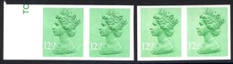 1982 12½p Light Emerald (centre Band) Imperf Horizontal Pairs (2), One Left Marginal With Phosphor Over Ink, The Other P - Autres & Non Classés