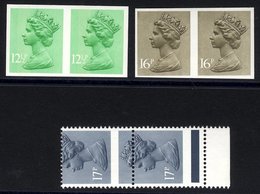 1982 12½p Light Emerald (centre Band) Shifted To Left & 16p Olive Drab, Both Imperf Pairs UM, SG.X898a & X949a - Cat. £3 - Autres & Non Classés