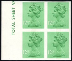 1982 12½p Light Emerald (centre Band) Left Side Marginal UM Block Of Four, SG.X898a, Cat. £240. (4) - Autres & Non Classés