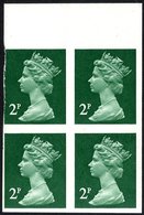 1979 2p Myrtle Green On A Phosphorised Paper Imperf Top Marginal Block Of Four, Upper Left Stamp Cut Into At Left O/w Fi - Other & Unclassified