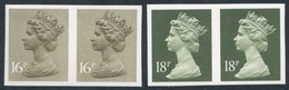 1983 16b Drab & 1984 18p Drab Olive Grey, Both UM Imperf Pairs, SG.X949a, X955a. (4) Cat. £350 - Other & Unclassified