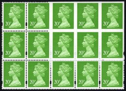 1993-2010 20p Bright Green (centre Band), Variety Imperf The Top Right Strip Of Three In A Progressively Imperf Block Of - Altri & Non Classificati