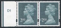 2003 £2 Deep Blue Green Variety Missing '£' In Value, In A Marginal Pair With Normal. SG.Y1747a. (2) Cat. £250+ - Other & Unclassified