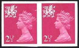 WALES 1971-93 2½p Bright Magenta Centre Band Gum Arabic Variety Imperforate Horizontal Pair, Shows Vertical Paper Crease - Other & Unclassified