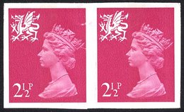 WALES 1971-93 2½p Bright Magenta Centre Band Gum Arabic Variety Imperforate Horizontal Pair, Shows Vertical Paper Crease - Autres & Non Classés