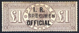 I.R OFFICIAL 1885 £1 Brown-lilac Wmk Crowns Optd SPECIMEN Type II, Small Part O.g, With Some Tones & Staining, Still An  - Autres & Non Classés