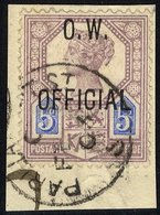 O.W OFFICIAL 1902 5d Dull Purple & Blue, Tied To A Small Piece By A 'Parliament St FEB 03' C.d.s, SG.O34. Scarce. Cat. £ - Other & Unclassified