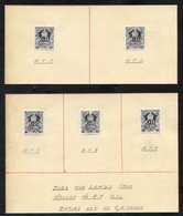 1918 LUXURY TAX (proposed) Die Proofs (6) 'Crown Over GR' 1d, 4d (2), 6d, 8d & 10d In Black On White Card, Each Optd 'CA - Andere & Zonder Classificatie