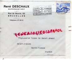 BELGIQUE-BRUXELLES- ENVELOPPE RENE DESCHAUX-REPRESENTANT 83 RUE DE BOSNIE-PIERRE PERUCAUD MEGISSERIE SAINT JUNIEN-1939 - Petits Métiers