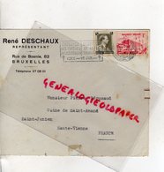 BELGIQUE-BRUXELLES- ENVELOPPE RENE DESCHAUX- 83 RUE DE BOSNIE- 1939- A PIERRE PERUCAUD-USINE SAINT AMAND-SAINT JUNIEN - Ambachten