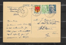 Entier Carte Postale N°719B -CP1 Nice Le 14/04/1950 Les N° 809 Et 837  En Complément    écrite B/TB - Standard Postcards & Stamped On Demand (before 1995)