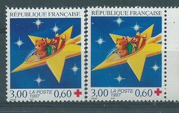 [23] Variété : N° 3122 Croix-rouge 1997 Fond Bleu Clair Au Lieu De Bleu Foncé + Normal ** - Unused Stamps