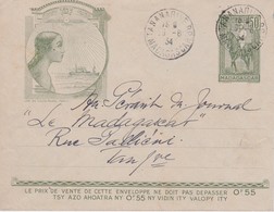 MADAGASCAR 1934 ENTIER POSTAL  LETTRE ILLUSTREE DE TANANARIVE THEME CHEVAL SOLEIL BATEAU - Covers & Documents