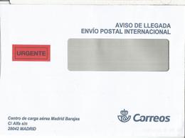 CORREOS CARTA URGENTE AVISO LLEGADA ADUANA ZOLL CUSTOM MADRID BARAJAS C/ALFA - Postage Free