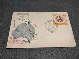 POLAND COMMEMORATIVE COVER OLYMPIC GAMES 1956 MELBOURNE W/ 2 CANCELS HORSE AND LONG JUMP - Estate 1956: Melbourne