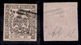 0066 ANTICHI STATI - MODENA - 1852 - 10 Cent (9f-rosa Chiaro) - Errore CNET - Diena + Wolf (2.750) - Other & Unclassified