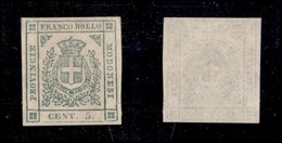 0070 ANTICHI STATI - MODENA - 1859 - 5 Cent (12) - Senza Gomma - Molto Bello (600) - Other & Unclassified