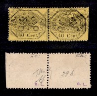 0124 ANTICHI STATI - PONTIFICIO - 1868 - 40 Cent Giallo Intenso/giallo Arancio (29dg) - Coppia Orizzontale Senza Punti D - Other & Unclassified