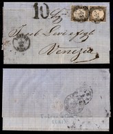 0139 ANTICHI STATI - SARDEGNA - 10 Cent Bruno Oliva Scuro (14Bd) - Due Pezzi Su Lettera Da Torino A Venezia Del 5.10.60  - Autres & Non Classés