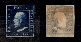 0166 ANTICHI STATI - SICILIA - 1859 - 10 Grana Indaco (12b) Nuovo Con Gomma - Molto Bello - Diena (1.650) - Autres & Non Classés