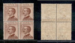 0230 REGNO - 1924 - 85 Cent Michetti (112) In Quartina - Gomma Integra  - Ottima Centratura (330/1.350) - Andere & Zonder Classificatie