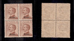 0380 COLONIE - EGEO - Rodi - 1922 - 85 Cent (13) In Quartina - Gomma Integra (1.300+) - Other & Unclassified