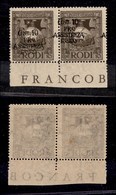 0383 COLONIE - EGEO - 1943 - 10 Cent Pro Assistenza (119+119ff) - Coppia Bordo Foglio Con Soprastampe Disallineate + Sop - Andere & Zonder Classificatie