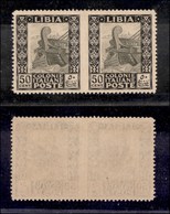 0393 COLONIE - LIBIA - 1924 - 50 Cent Pittorica (51t) - Coppia Orizzontale Non Dentellata Al Centro - Ottimamente Centra - Other & Unclassified