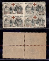 0535 ESTERO - FRANCIA - 1918 - 15+5 Cent Croce Rossa (136) In Quartina - Gomma Integra - Autres & Non Classés