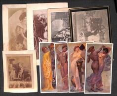 0644 LOTTI VARI E COLLEZIONI - FOTOGRAFIE - Erotica - Cinque Fotografie D’epoca Su Cartoncini + Quattro Stampe - Andere & Zonder Classificatie