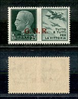 0821 REPUBBLICA SOCIALE - PROPAGANDA DI GUERRA - 25 Cent Aviazione (15/Ief) Con Punto Piccolo Dopo R (pos. 9) - Gomma In - Other & Unclassified