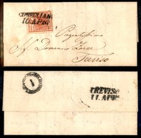 1007 ANTICHI STATI - LOMBARDO VENETO - 15 Cent (3e) Su Lettera Da Conegliano A Treviso Del 10.4.51 (180) - Other & Unclassified