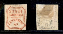 1112 ANTICHI STATI - PARMA - 1859 - 40 Cent (17) - Assottigliato Al Retro - Nuovo Con Gomma - Other & Unclassified