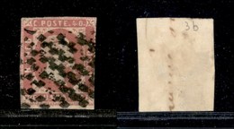 1171 ANTICHI STATI - SARDEGNA - 1851 - 40 Cent Rosa Carminio Vivo (3b) - Corto Da Tre Lati - Usato (11000) - Other & Unclassified