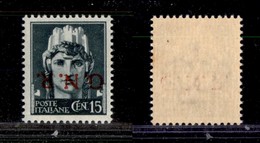 1518 REPUBBLICA SOCIALE - GNR VERONA - 1944 - GNR Verona - 15 Cent (472a) - Soprastampa Capovolta - Gomma Integra (120) - Other & Unclassified