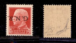 1538 REPUBBLICA SOCIALE - GNR VERONA - 1944 - GNR Verona - 75 Cent (478a) - Soprastampa Capovolta - Gomma Integra - Oliv - Other & Unclassified