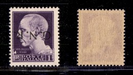 1543 REPUBBLICA SOCIALE - GNR VERONA - 1944 - GNR Verona - 1 Lira (479a) - Soprastampa Capovolta - Gomma Integra (120) - Other & Unclassified