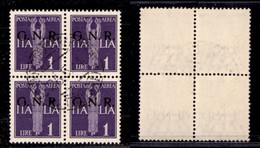 1563 REPUBBLICA SOCIALE - GNR VERONA - 1944 - GNR Verona - 1 Lira (121 - Aerea) - Quartina - Verona (Titolare) 26.5.44 ( - Other & Unclassified