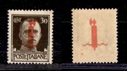 1571 REPUBBLICA SOCIALE - FASCETTI - 1944 - 30 Cent (492Es + Punto Sotto Il Nastro) - Decalco Della Soprastampa - Gomma  - Other & Unclassified